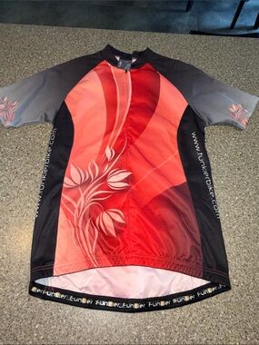 Funkier Red Floral Short Sleeve Cycling Jersey